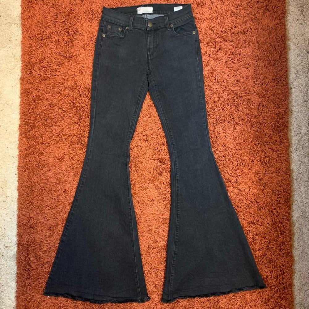 Free People black super flare black jeans